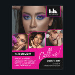 Hot Pink Photo Collage Logo QR Makeup Promotional Flyer<br><div class="desc">Double sided flyer for a makeup artist, nail artist, hair stylist or similar profession where you need to showcase your work in a retro photo collage with hot pink borders and hot pink background. Personalise with your logo and on the back an additional photo and your QR code with your...</div>