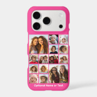 Hot Pink Photo Collage - Modern 14 Pic Grid