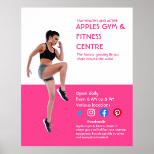 hot pink Photo gym personal trainer fitness Flyer Poster