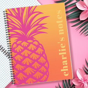 Hot pink pineapple orange yellow gradient notebook