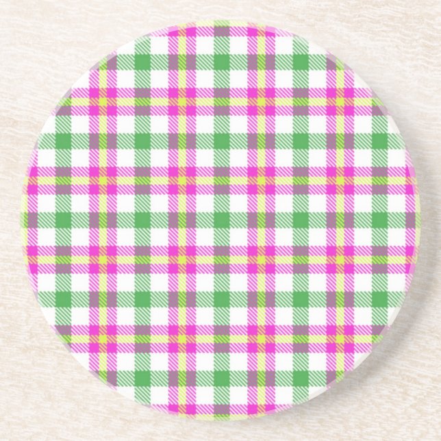Hot Pink Plaid  Coaster (Front)