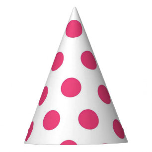 Hot Pink Polka Dot on White Party Hat