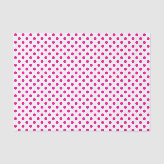 Hot Pink Polka Dot on White Tissue Paper (Front)