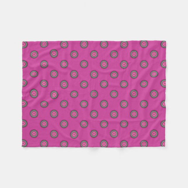 Hot Pink Polka Dot Pattern Fleece Blanket (Front (Horizontal))