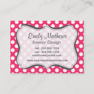 Hot Pink Polka Dots Business Card