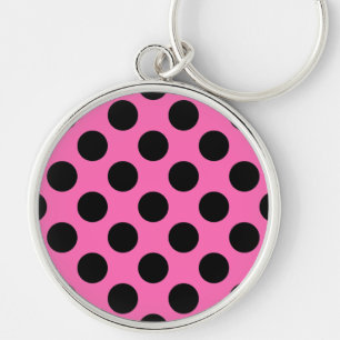 Hot Pink Polka Dots Key Ring
