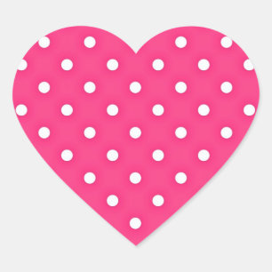 Hot Pink Polka Dots Pattern Heart Sticker