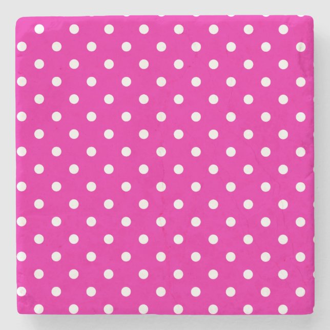 Hot Pink Polka Dots Square Coaster (Front)