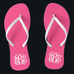 Hot Pink Preppy Script Monogram Thongs<br><div class="desc">PLEASE CONTACT ME BEFORE ORDERING WITH YOUR MONOGRAM INITIALS IN THIS ORDER: FIRST, LAST, MIDDLE. I will customise your monogram and email you the link to order. Please wait to purchase until after I have sent you the link with your customised design. Cute preppy flip flip sandals personalised with a...</div>