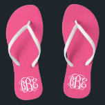 Hot Pink Preppy Script Monogram Thongs<br><div class="desc">PLEASE CONTACT ME BEFORE ORDERING WITH YOUR MONOGRAM INITIALS IN THIS ORDER: FIRST, LAST, MIDDLE. I will customise your monogram and email you the link to order. Please wait to purchase until after I have sent you the link with your customised design. Cute preppy flip flip sandals personalised with a...</div>