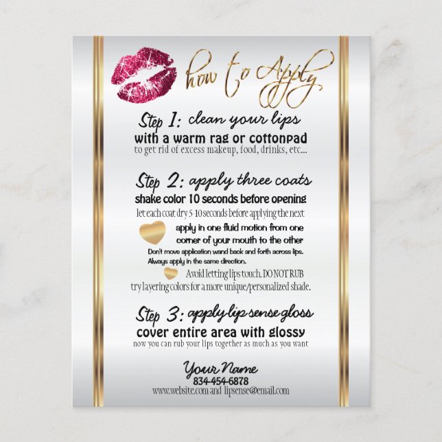 Hot Pink Pretty Glitter Lip Instructions Flyer (Front)