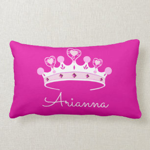 Hot Pink Princess Crown Custom Personalised Lumbar Cushion