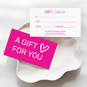 Hot Pink Professional Business Gift Certificate
