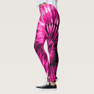 Hot Pink Psychedelic Starburst Tie Dye Leggings