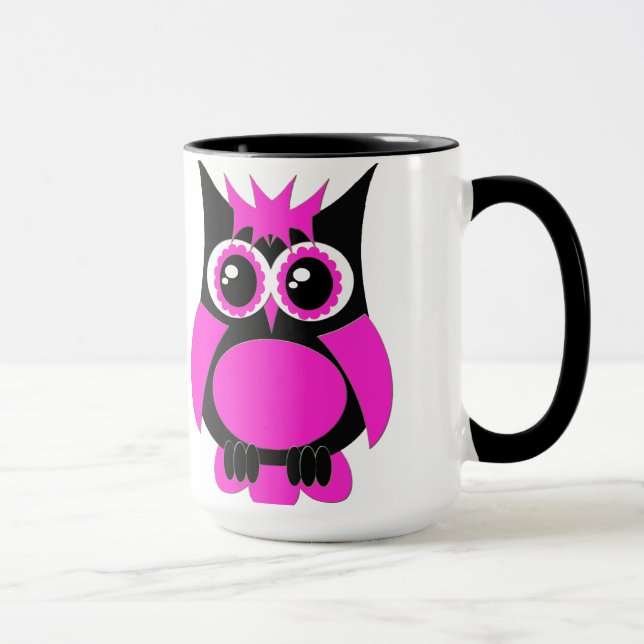 Hot Pink Punk Owl Mug (Right)