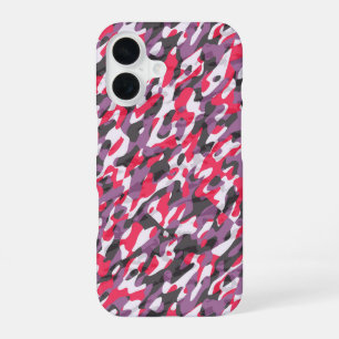 Hot pink, purple and black camo abstract iPhone 16 case