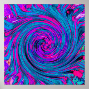 Hot Pink, Purple and Blue Abstract Retro Twirl Poster