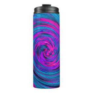 Hot Pink, Purple and Blue Abstract Retro Twirl Thermal Tumbler