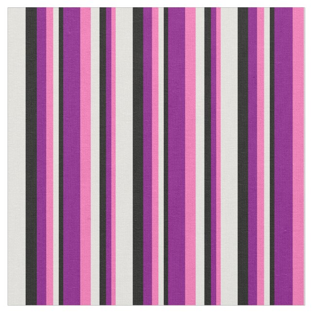Hot Pink, Purple, Black, and Light Cyan Pattern Fabric (Close Up)