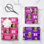 Hot Pink Purple Circle Photo Happy Birthday Wrapping Paper Sheet<br><div class="desc">Wrap up those gifts in style with this co-ordinated birthday paper pack.</div>