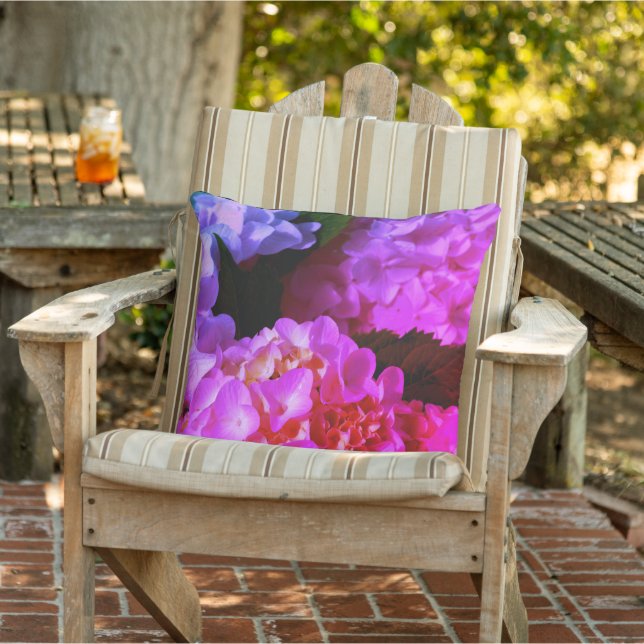 Hot pink purple floral hydrangeas cushion (Chair)