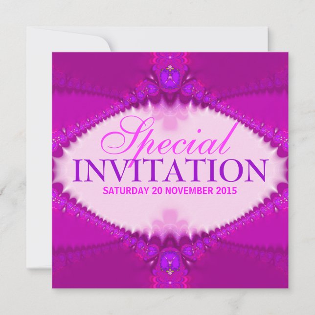 Hot Pink & Purple Girls Special Invitation (Front)