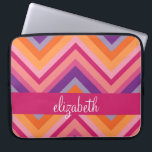 Hot Pink Purple Orange Chevron Pattern Laptop Sleeve<br><div class="desc">An trendy pattern with a classy font designed for a feminine woman. Add your name or monogram. If you need to make adjustments to the artwork,  click on the customise it button to make changes.</div>