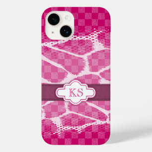 Hot pink purple ribbon monogram  Case-Mate iPhone 14 case