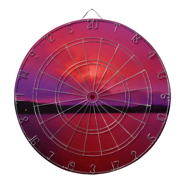 Hot Pink Purple sunset on Lake Arrowhead Dartboard (Front)