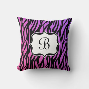 Hot Pink/Purple Zebra Monogram Cushion