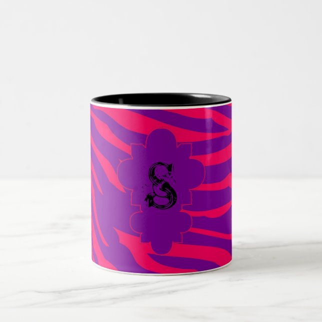 Hot Pink Purple Zebra Print Animal Coffee Mug Cup (Center)