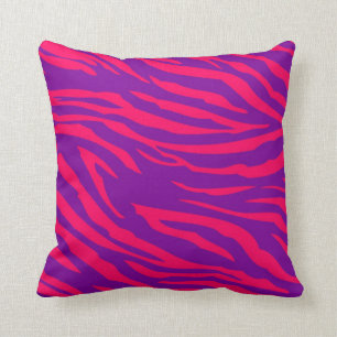 Hot Pink Purple Zebra Print Couch Throw Pillow