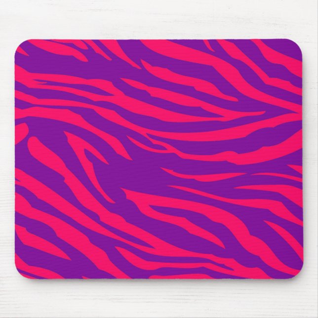 Hot Pink Purple Zebra Print Personalised Mousepad (Front)