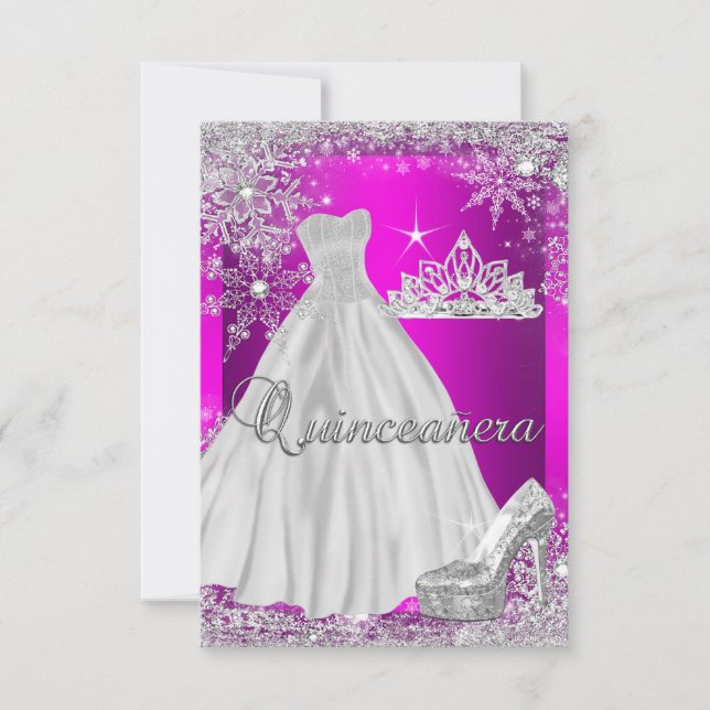 Hot Pink Quinceanera 15th Birthday Party Invitation (Front)