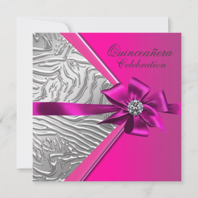 Hot Pink Quinceanera Birthday Party Invitation (Front)