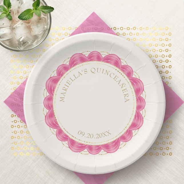 Hot Pink Quinceanera Paper Plate (Creator Uploaded)