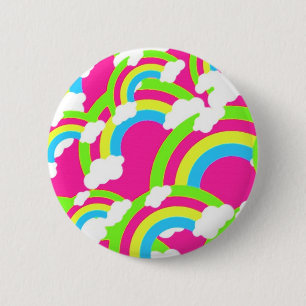 Hot Pink Rainbow Pattern 6 Cm Round Badge