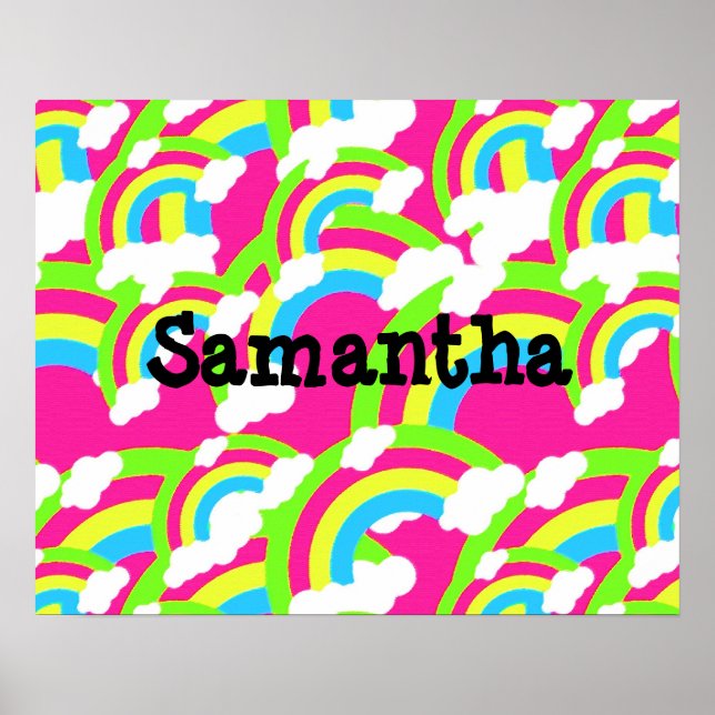 Hot Pink Rainbow Pattern Poster (Front)