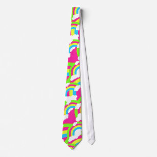 Hot Pink Rainbow Pattern Tie