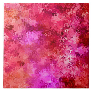 Hot Pink Red and Magenta Abstract Pattern Ceramic Tile