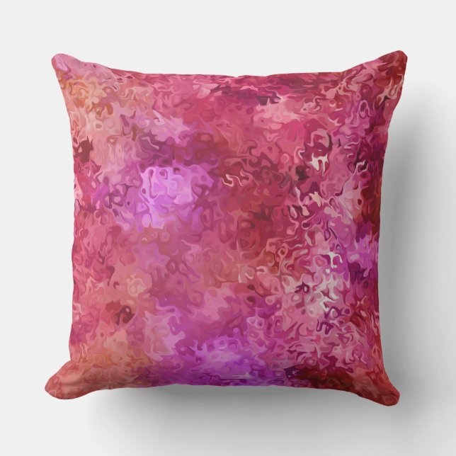 Hot Pink Red and Magenta Abstract Pattern Outdoor Cushion (Front)
