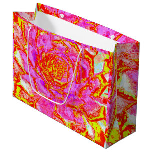 Hot Pink, Red and Yellow Succulent Sedum Rosette Large Gift Bag
