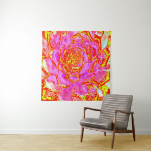 Hot Pink, Red and Yellow Succulent Sedum Rosette Tapestry