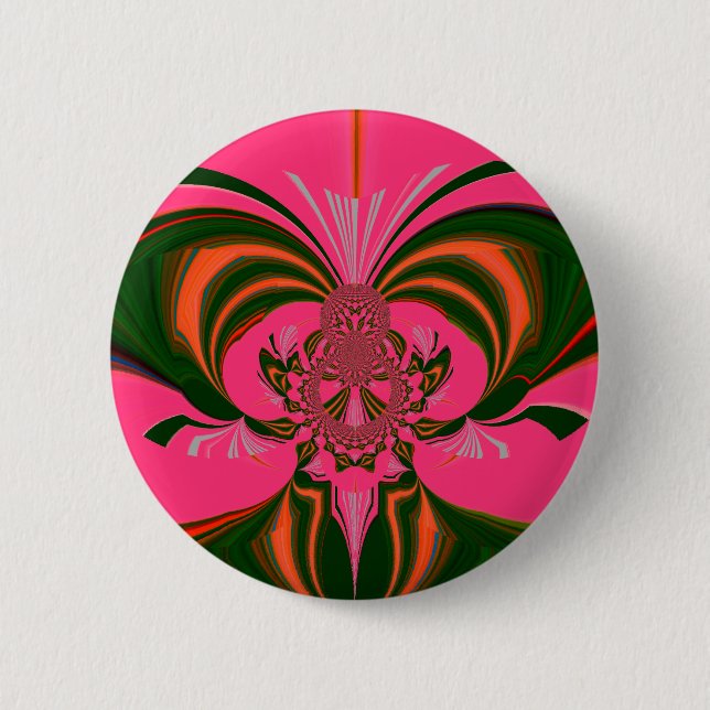 Hot Pink Red Golden Green 6 Cm Round Badge (Front)