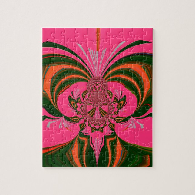 Hot Pink Red Golden Green Jigsaw Puzzle (Vertical)