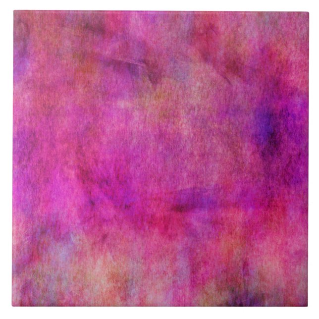 Hot Pink Red Watercolor Background Ceramic Tile (Front)