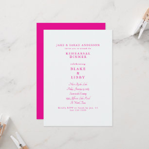 Hot Pink Rehearsal Dinner Invitation