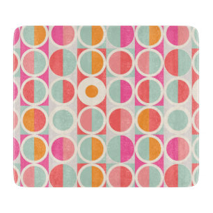 Hot Pink Retro Circle Pattern Cutting Board