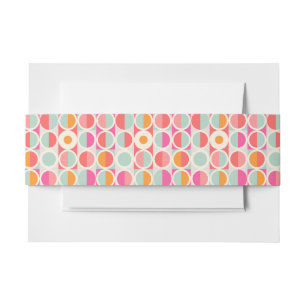 Hot Pink Retro Circle Pattern Invitation Belly Band