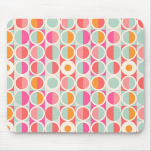 Hot Pink Retro Circle Pattern Mouse Pad